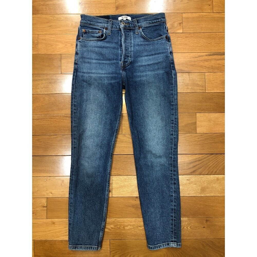 RE/DONE Button Fly Straight Leg Blue Denim Jeans Size 26